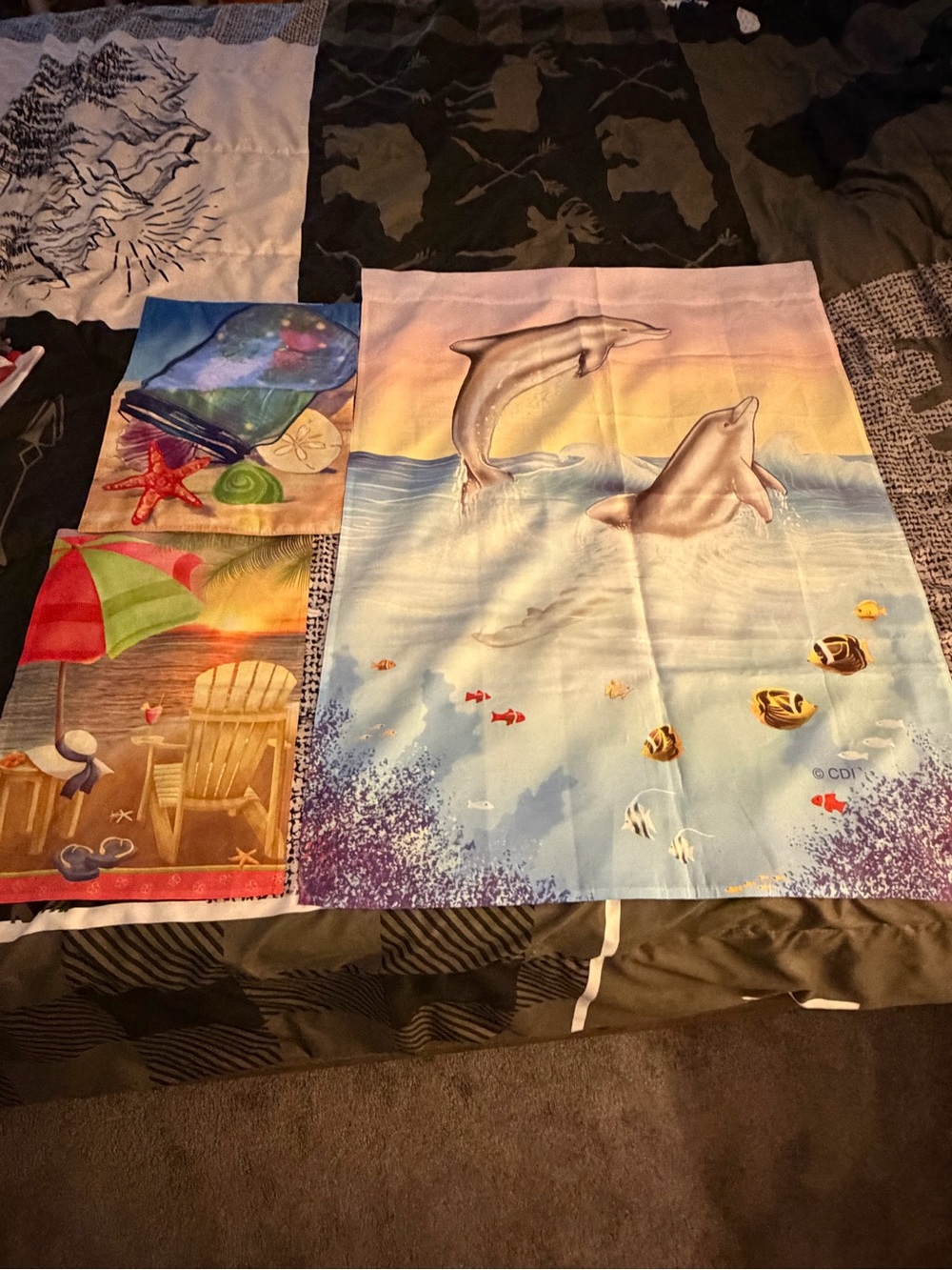 Set of 3 Summer/ Beachy Flags.